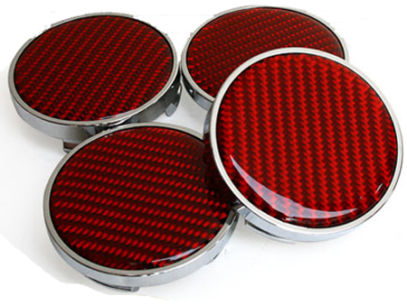 Carbon Fiber Wheel Caps (Red)